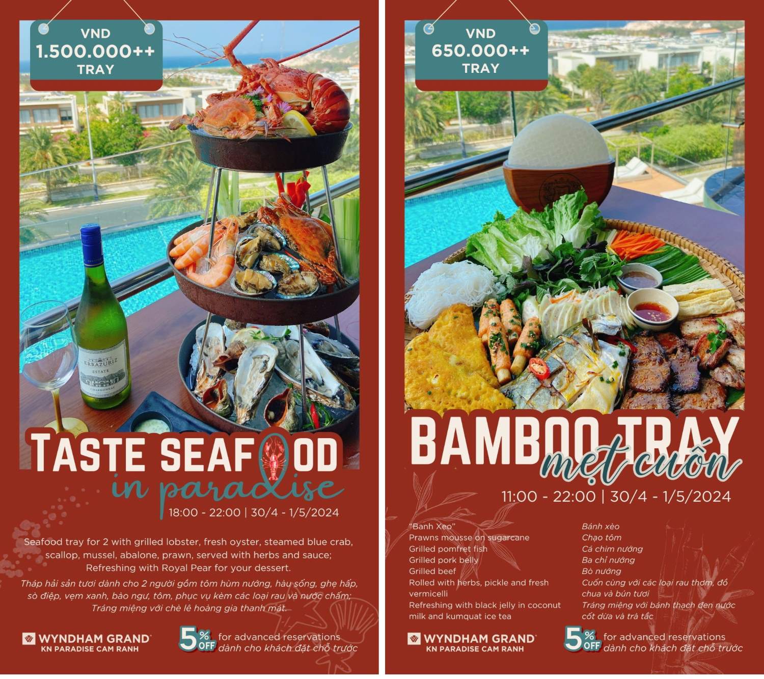 Tận hưởng kỳ nghỉ 30-4 - 1-5 tại Wyndham Grand KN Paradise Cam Ranh 3 Wyndham Grand Kn Paradise Reunification Food