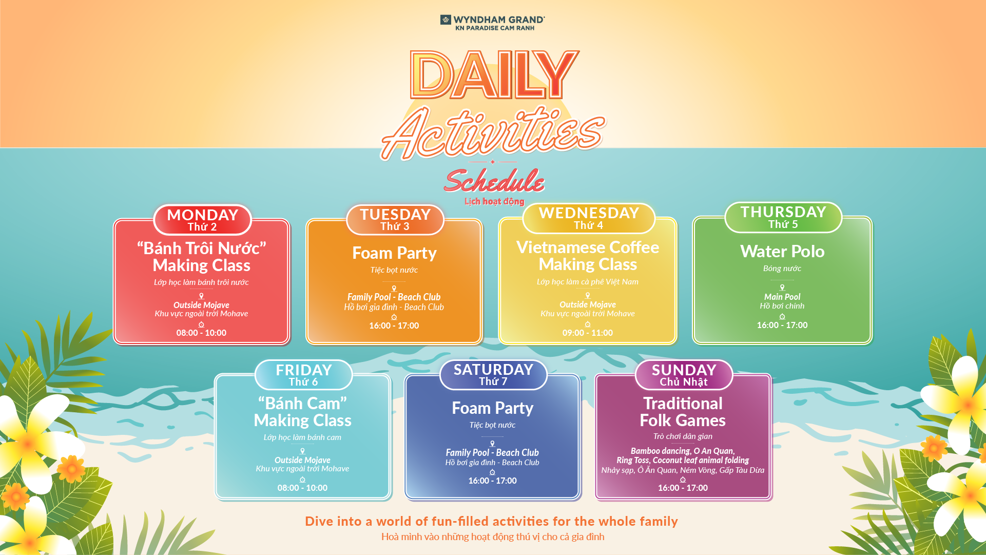 Wyndham Grand KN Paradise Cam, Entertainment Activties, daili activities, hoạt động giải trí, hoạt động hằng ngày