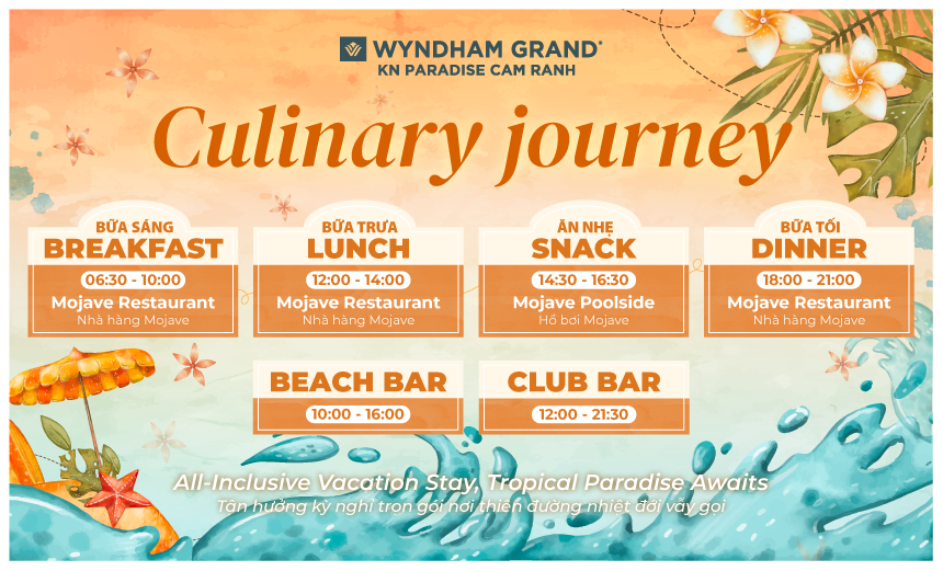 Nghỉ dưỡng trọn gói 1 All Inclusive F&b Intinirary, Wyndham Grand KN Paradise Cam Ranh nghỉ dưỡng trọn gói
